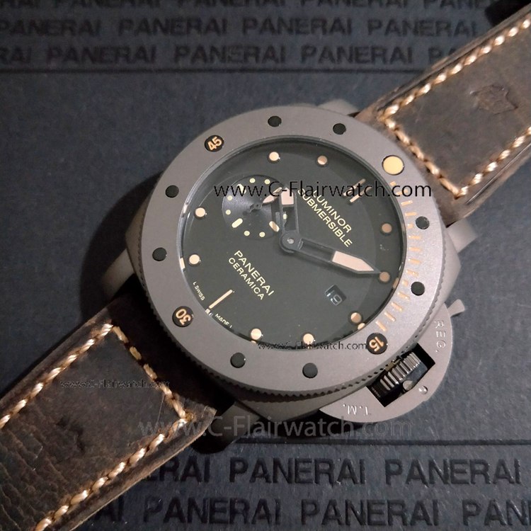 Fake Panerai Submersible Ceramica 47mm Watch Chocolate Case